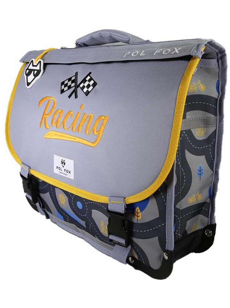 Mochila escolar niño POL FOX RACE 38 cm reversible 2 compartimentos gris motivo coche Multicolor - Kiabi