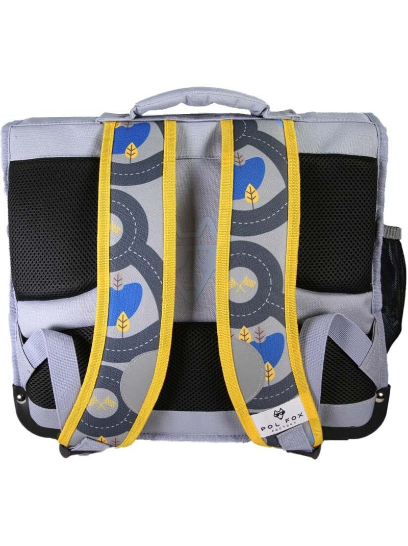 Mochila escolar niño POL FOX RACE 38 cm reversible 2 compartimentos gris motivo coche Multicolor - Kiabi