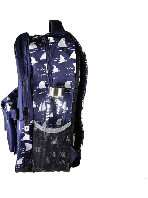 Mochila escolar niño POL FOX SHARK reversible 2 compartimentos azul marino motivo tiburón - Kiabi