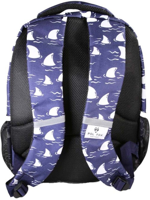 Mochila escolar niño POL FOX SHARK reversible 2 compartimentos azul marino motivo tiburón - Kiabi