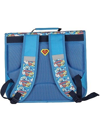 Mochila escolar niño Superman 38 cm azul y roja 2 compartimentos