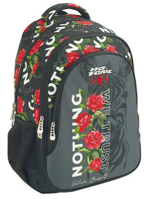 Mochila escolar no fear motivo cebra y rosas de poliéster - Kiabi Mochila escolar no fear motivo cebra y rosas de poliéster - Kiabi