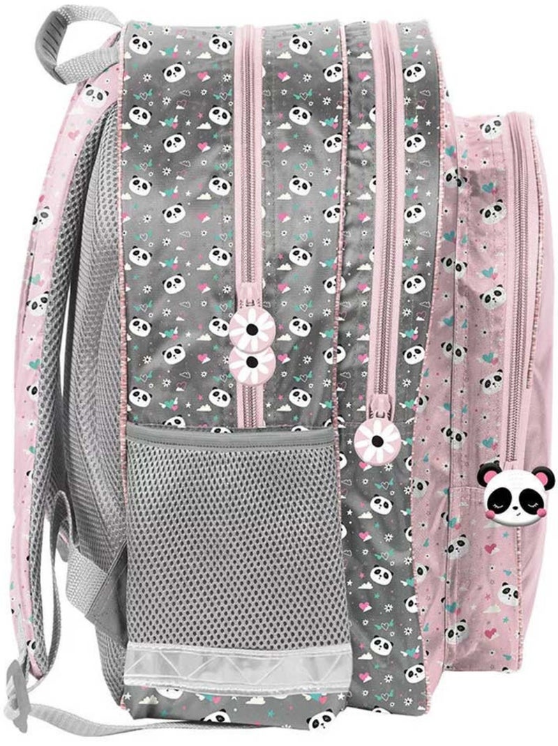 Mochila escolar panda love 2 compartimentos impermeable Gris/Multicolor - Kiabi