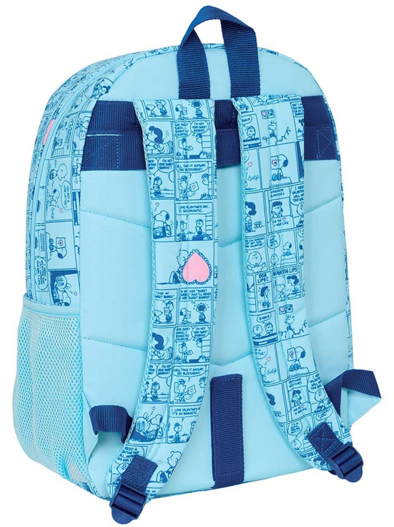 Mochila escolar peanuts estampada de tejido snoopy Azul Rosa claro - Kiabi