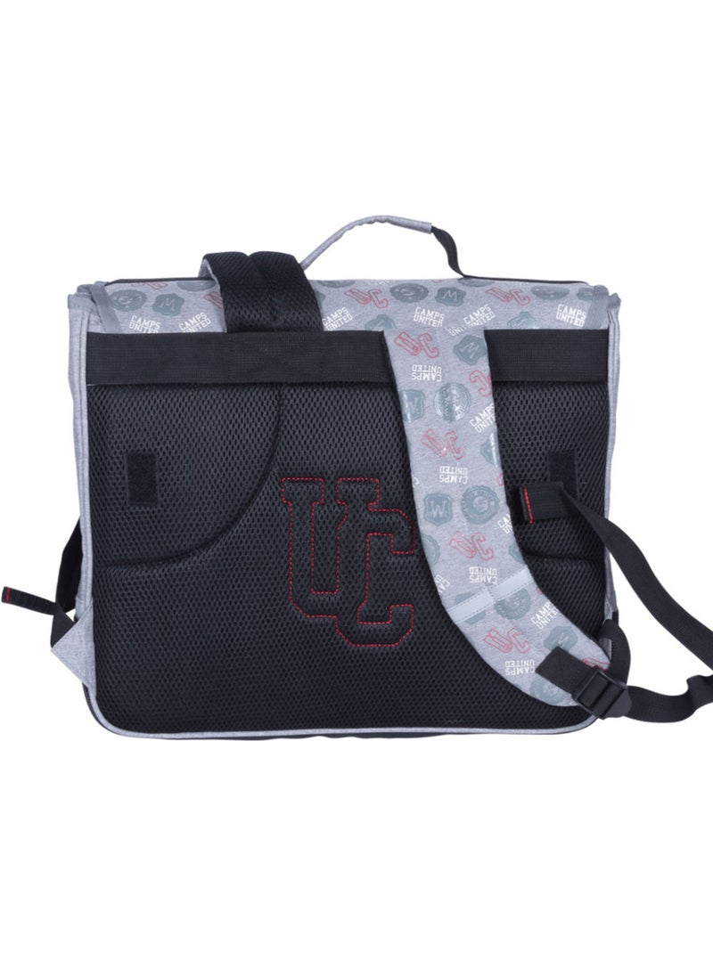 Mochila escolar rectangular 38 cm camps united 2 compartimentos bandas reflectantes Gris gris claro azul - Kiabi