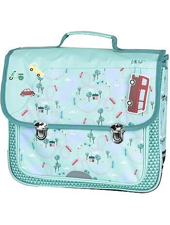 Mochila escolar rectangular 38 cm con solapa 2 compartimentos temática de coches