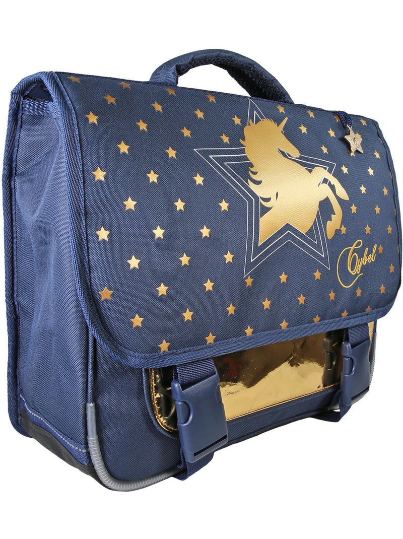 Mochila escolar rectangular – cybel unicornio 38 cm Azul marino - Kiabi