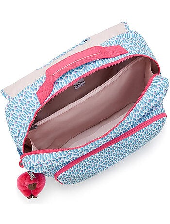 Mochila escolar rectangular kipling codie de poliéster reciclado con estampado geométrico