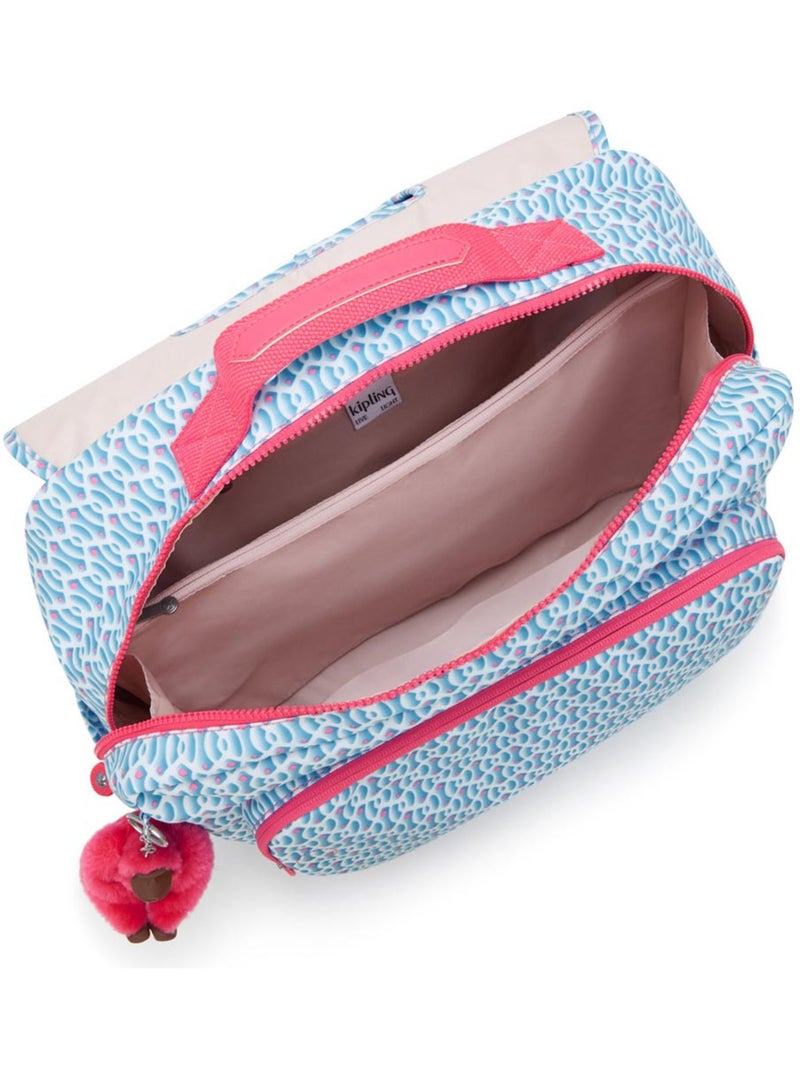Mochila escolar rectangular kipling codie de poliéster reciclado con estampado geométrico Azul Rosa - Kiabi