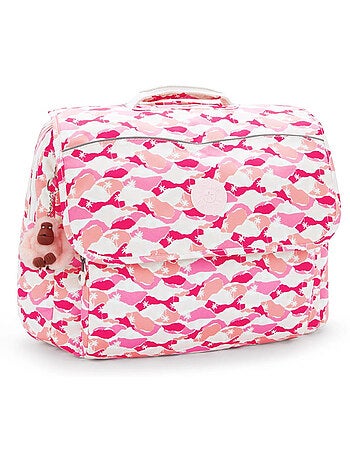 Mochila escolar rectangular kipling codie de poliéster reciclado pink palm