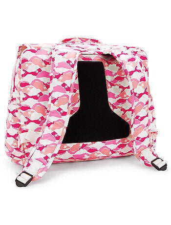 Mochila escolar rectangular kipling codie de poliéster reciclado pink palm