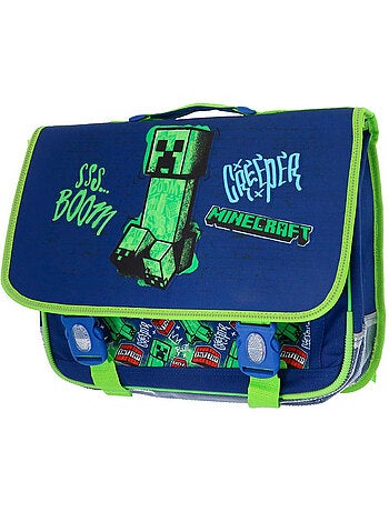 Mochila escolar rectangular minecraft creeper boom de poliéster