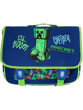 Mochila escolar rectangular minecraft creeper boom de poliéster