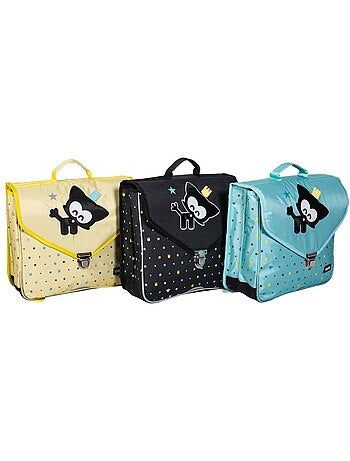 Mochila escolar rectangular motivo gato sintética brillante