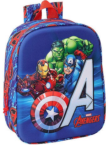Mochila escolar rectangular preescolar safta avengers 3d con panel moldeado