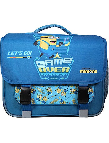 Mochila escolar rectangular tipo messenger minions game over 38 cm con solapa y 2 compartimentos