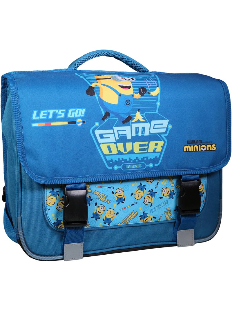 Mochila escolar rectangular tipo messenger minions game over 38 cm con solapa y 2 compartimentos Azul - Kiabi