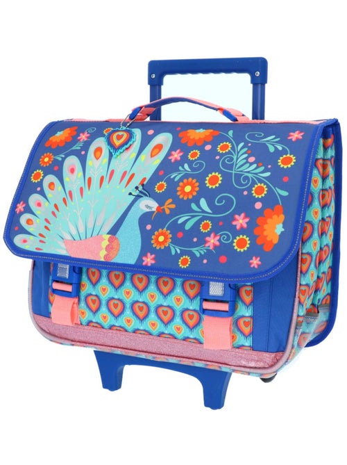 Mochila escolar rectangular trolley motivo pavo real con 2 compartimentos 41 cm - Kiabi Mochila escolar rectangular trolley motivo pavo real con 2 compartimentos 41 cm - Kiabi