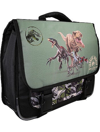 Mochila escolar reversible niño Jurassic World 38 cm verde 2 compartimentos