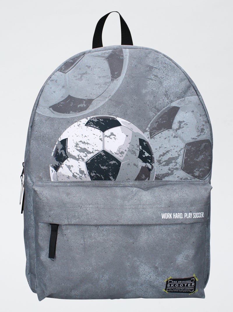 Mochila estampado balón de fútbol Gris - Kiabi