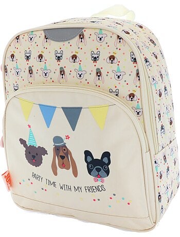 Mochila estampado cachorro en tejido sintético con ribete con purpurina kid'abord