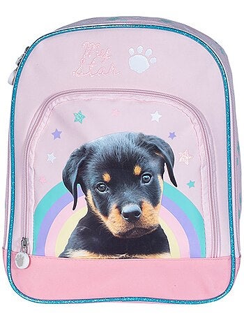 Mochila estampado cachorro en tejido sintético con ribete con purpurina kid'abord