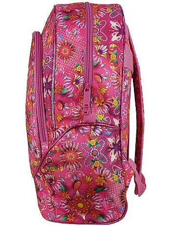 Mochila flexible motivo floral rosa 40 cm con cremallera