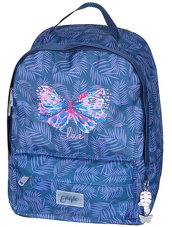Mochila gráfica de mariposa 42 cm con cremalleras azul marino – ettavee