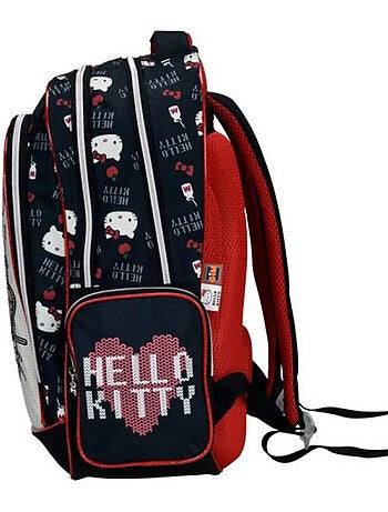Mochila hello kitty con lazo de lentejuelas y 2 compartimentos