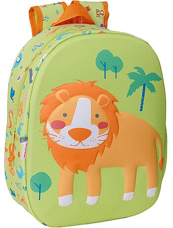 Mochila infantil 3d león y sabana cmp estampado en relieve 33 x 27 x 10 cm