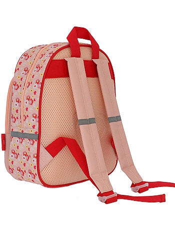Mochila infantil bella sara con estampado floral y corazones 30 cm