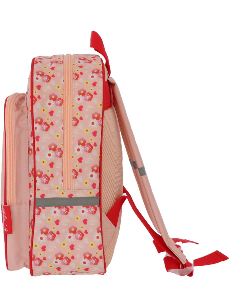 Mochila infantil bella sara con estampado floral y corazones 30 cm Blanco Rojo - Kiabi
