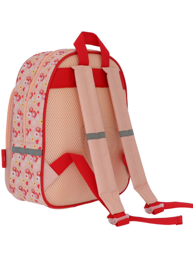 Mochila infantil bella sara con estampado floral y corazones 30 cm Blanco Rojo - Kiabi