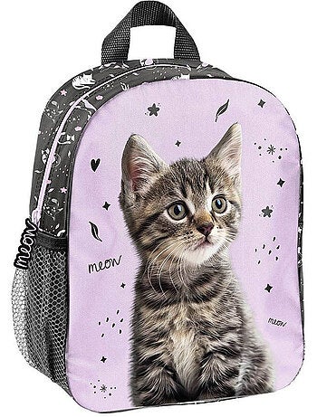 Mochila infantil de poliéster estampado gato 3d meow