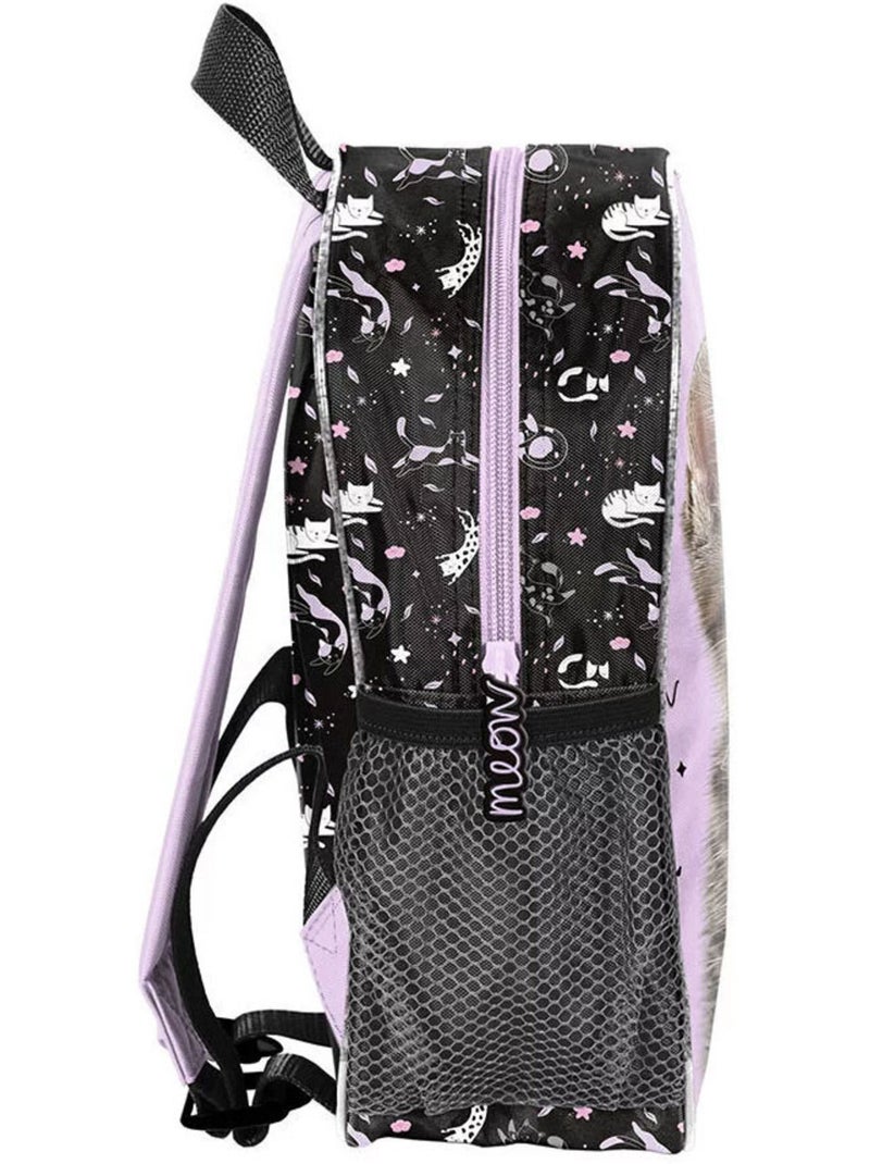 Mochila infantil de poliéster estampado gato 3d meow Negro - Kiabi