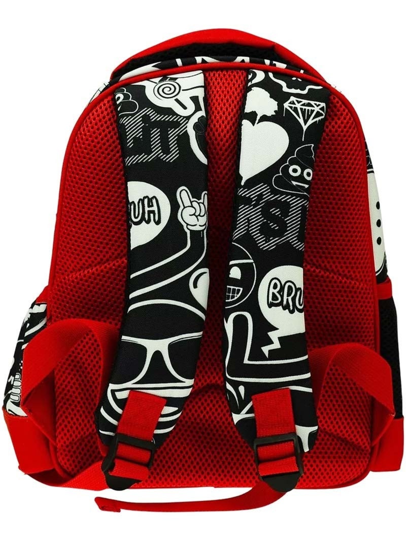 Mochila infantil emoji con espalda acolchada 30 cm Blanco Rojo Negro - Kiabi