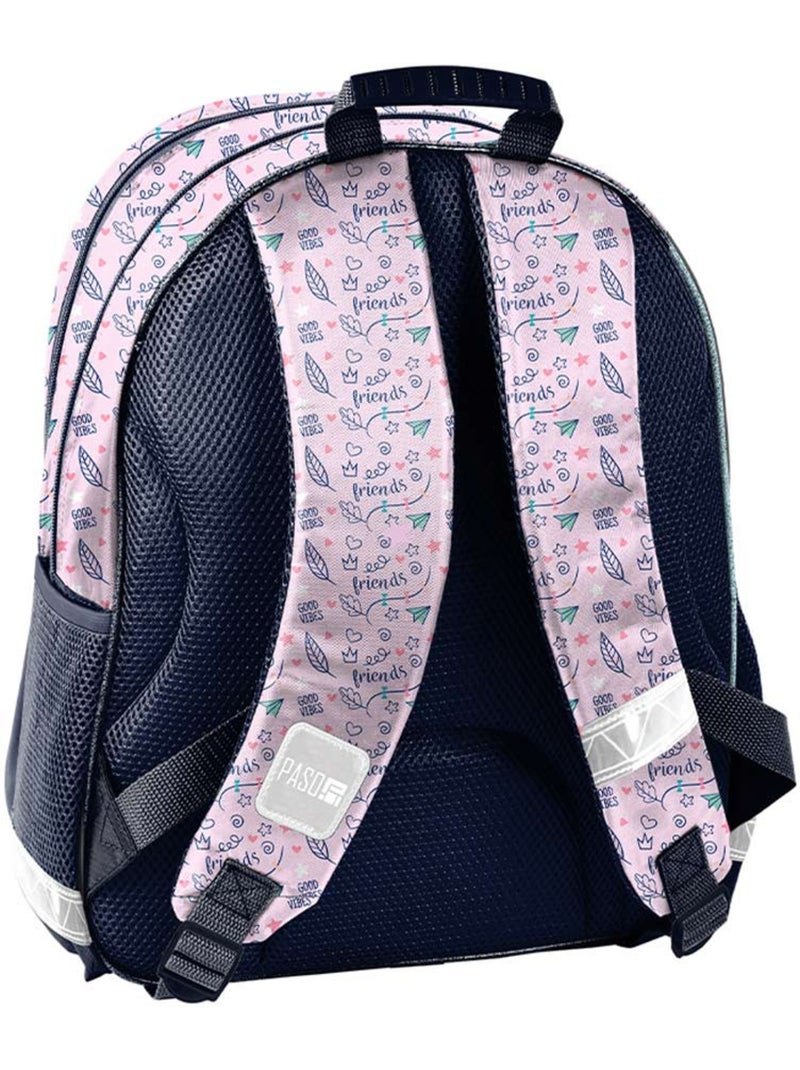 Mochila infantil gatito blanco 38 cm, 2 bolsillos con cremallera Azul Rosa oscuro Azul - Kiabi