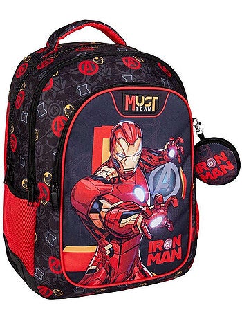 Mochila infantil iron man 43 cm - 2 compartimentos con cremallera - los vengadores