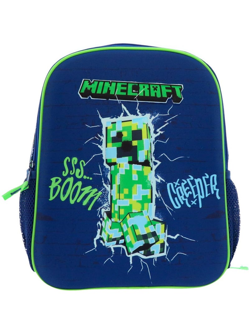 Mochila infantil minecraft creeper 32 cm bolsillo con cremallera Negro Azul marino Azul - Kiabi
