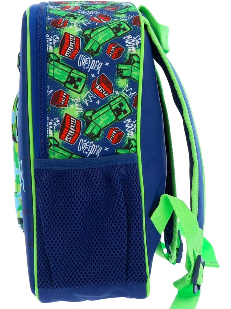 Mochila infantil minecraft creeper 32 cm bolsillo con cremallera Negro Azul marino Azul - Kiabi