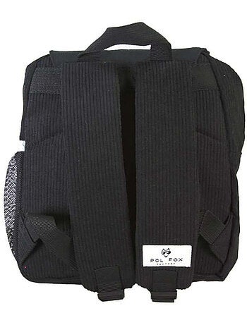Mochila infantil niña pol fox panda reversible para preescolar - negro y blanco