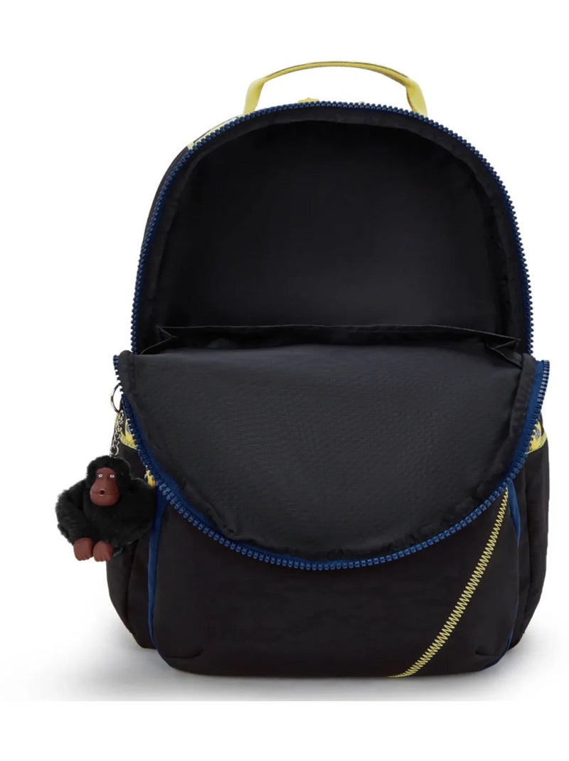 Mochila kipling seoul lap lets scuba 44 cm con bolsillo para ordenador Negro Amarillo Azul - Kiabi