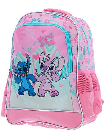 Mochila lilo y stitch 38 cm con compartimentos con cremallera