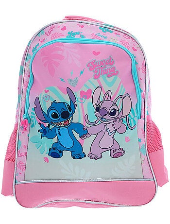 Mochila lilo y stitch 38 cm con compartimentos con cremallera