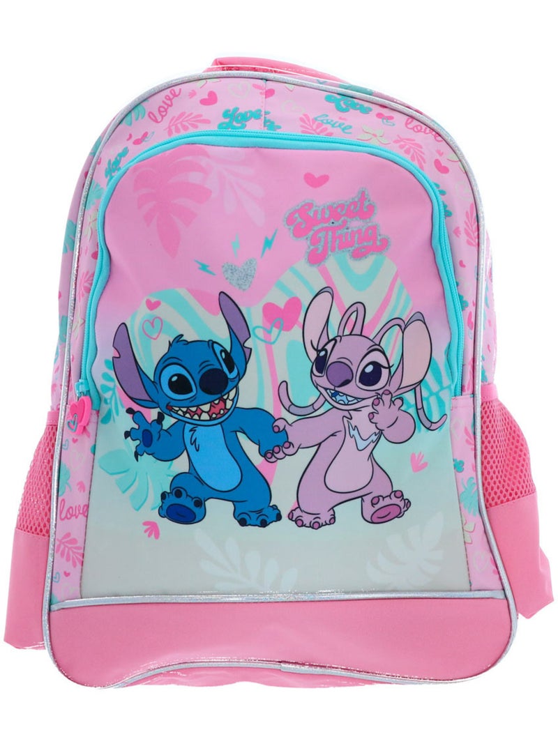 Mochila lilo y stitch 38 cm con compartimentos con cremallera Azul agua - Kiabi