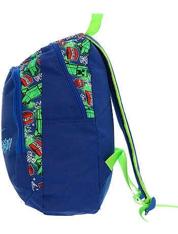 Mochila minecraft creeper 38 cm con asas verde neón