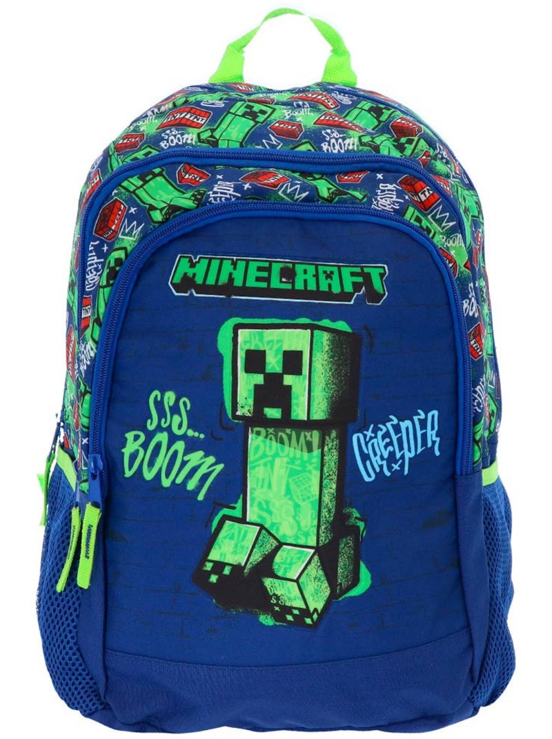 Mochila minecraft creeper boom 42 x 31 x 20 cm 2 compartimentos con cremallera Azul verde claro Negro - Kiabi
