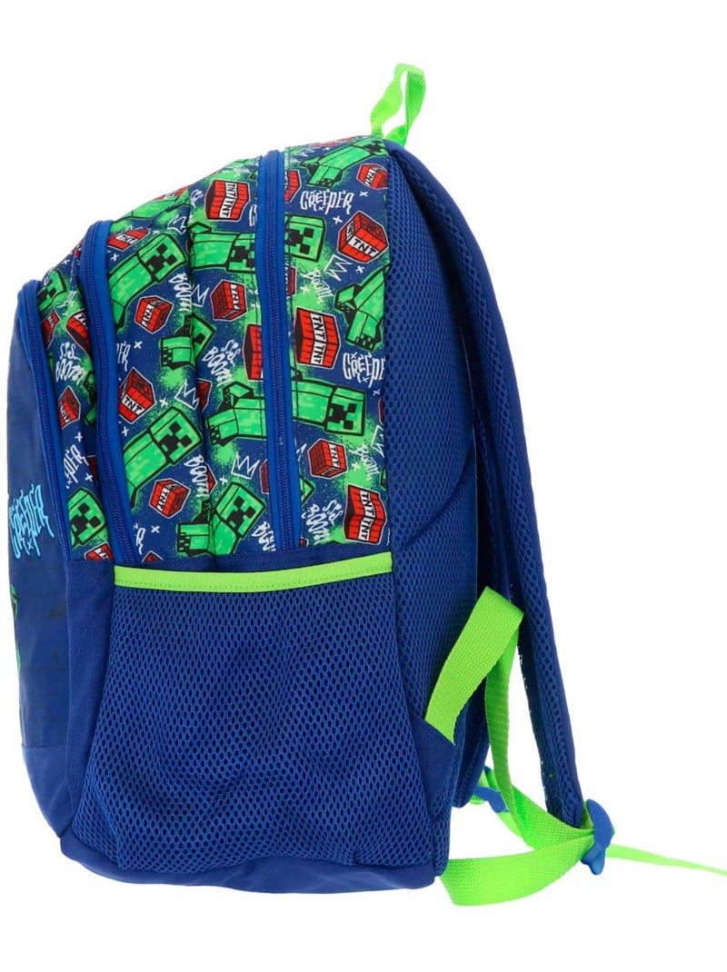 Mochila minecraft creeper boom 42 x 31 x 20 cm 2 compartimentos con cremallera Azul verde claro Negro - Kiabi