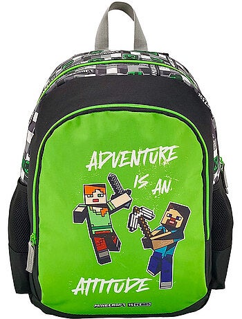 Mochila minecraft premium de poliéster con motivo pixelado