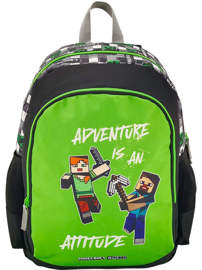 Mochila minecraft premium de poliéster con motivo pixelado Negro Verde Azul - Kiabi